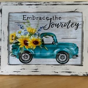 Farmhouse Truck & sunflowers picture 5x7 w/frame